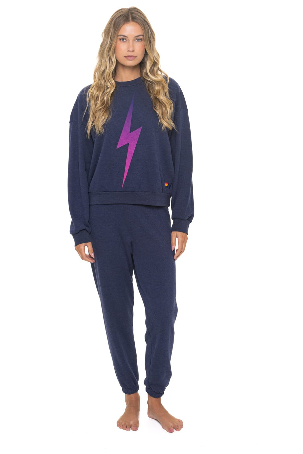 BOLT FADE RELAXED CREW SWEATSHIRT - NAVY // PINK // PURPLE
