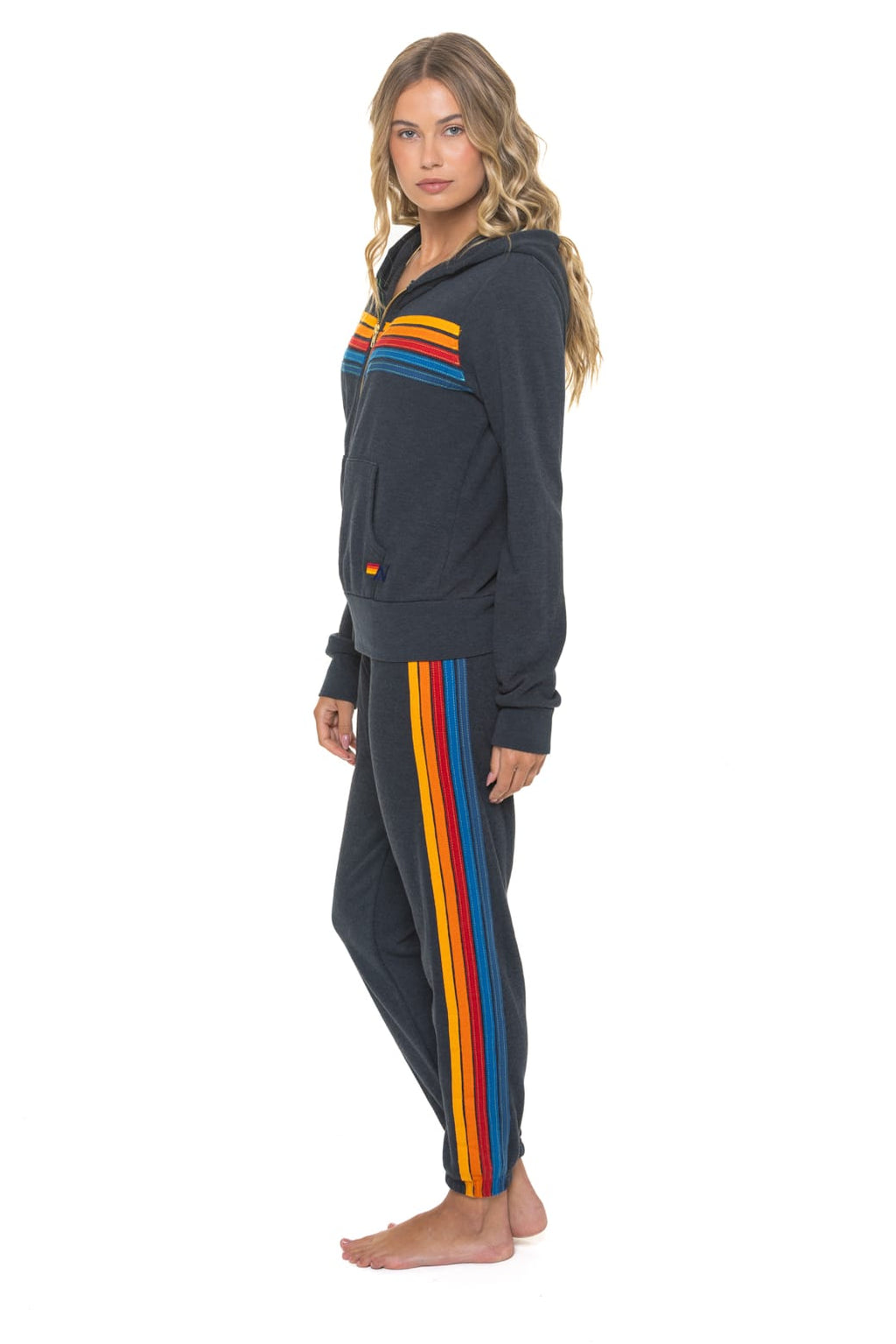 5 STRIPE HOODIE - CHARCOAL