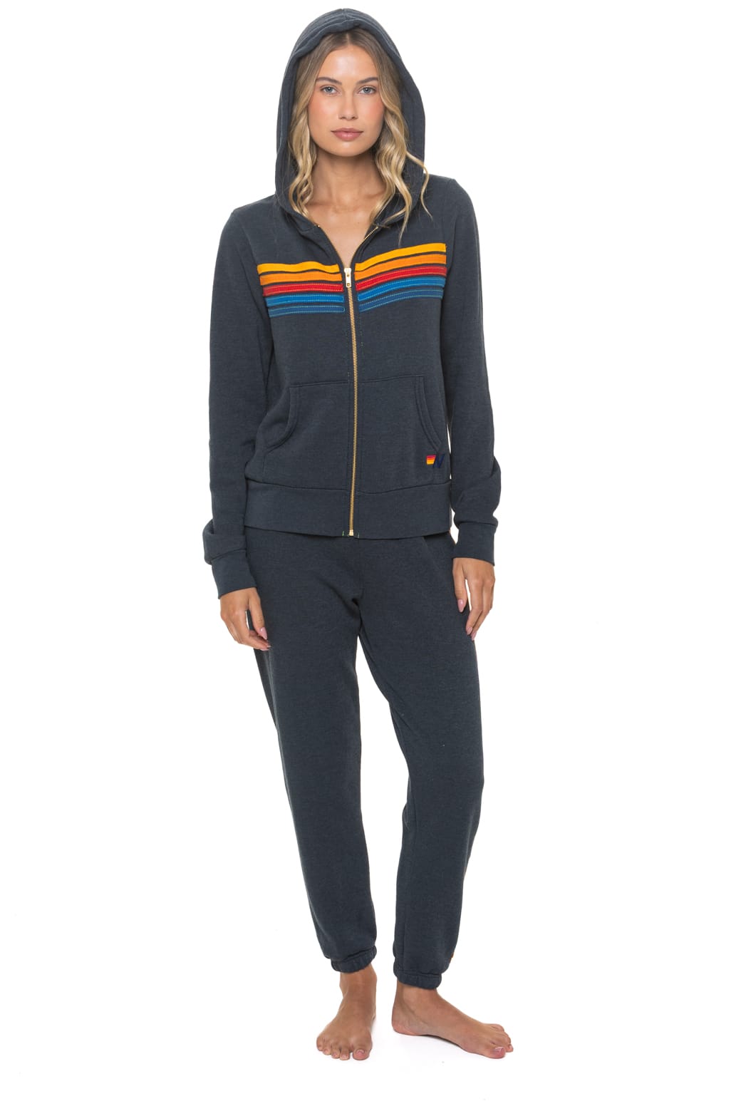 5 STRIPE HOODIE - CHARCOAL