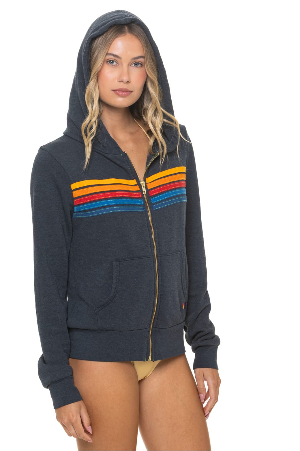 5 STRIPE HOODIE - CHARCOAL