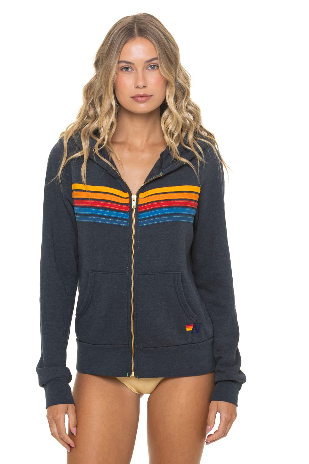5 STRIPE HOODIE - CHARCOAL