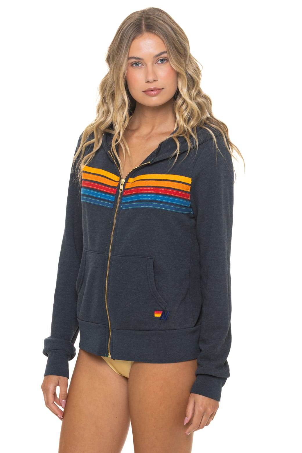 5 STRIPE HOODIE - CHARCOAL