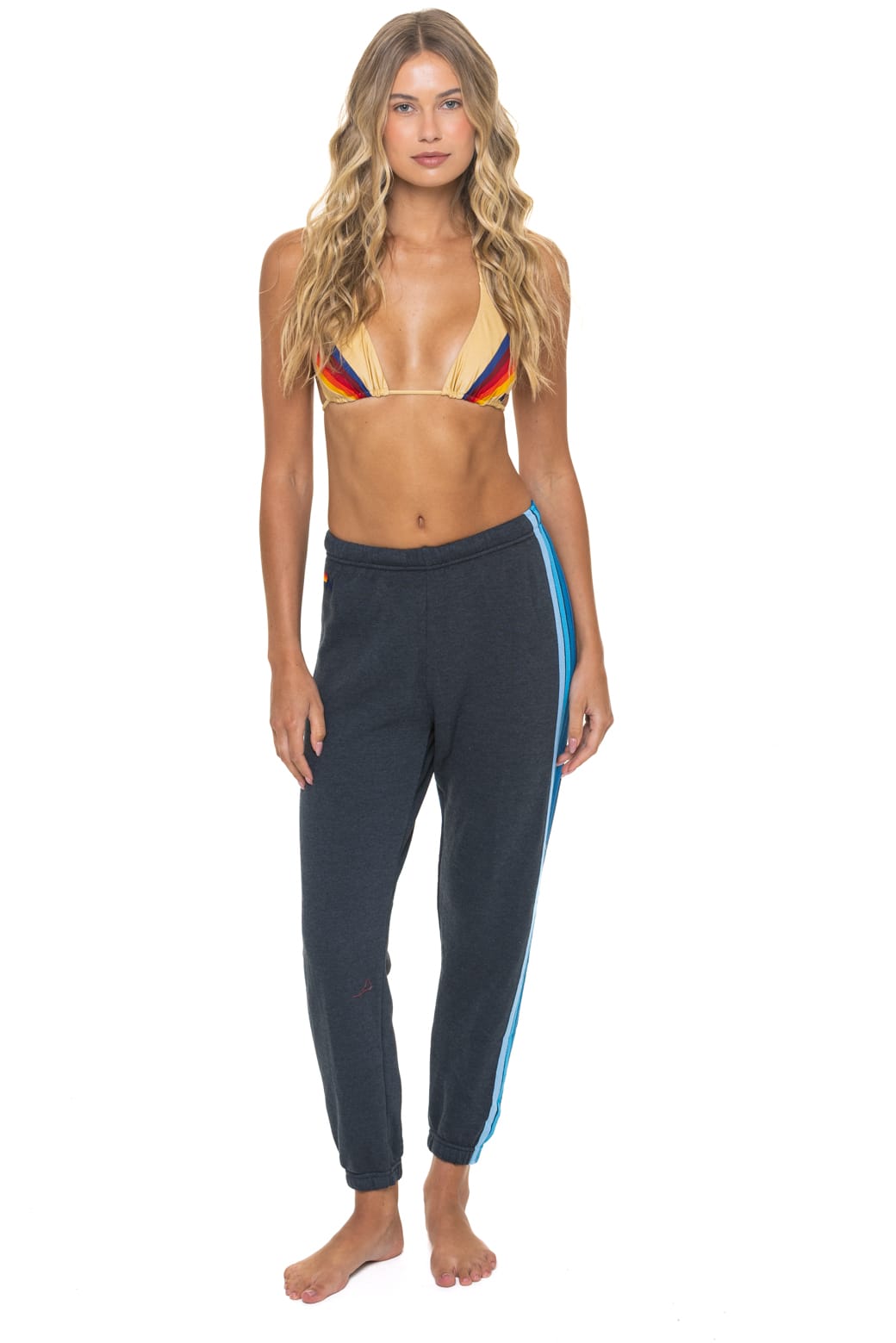 5 STRIPE SWEATPANTS - CHARCOAL // BLUE