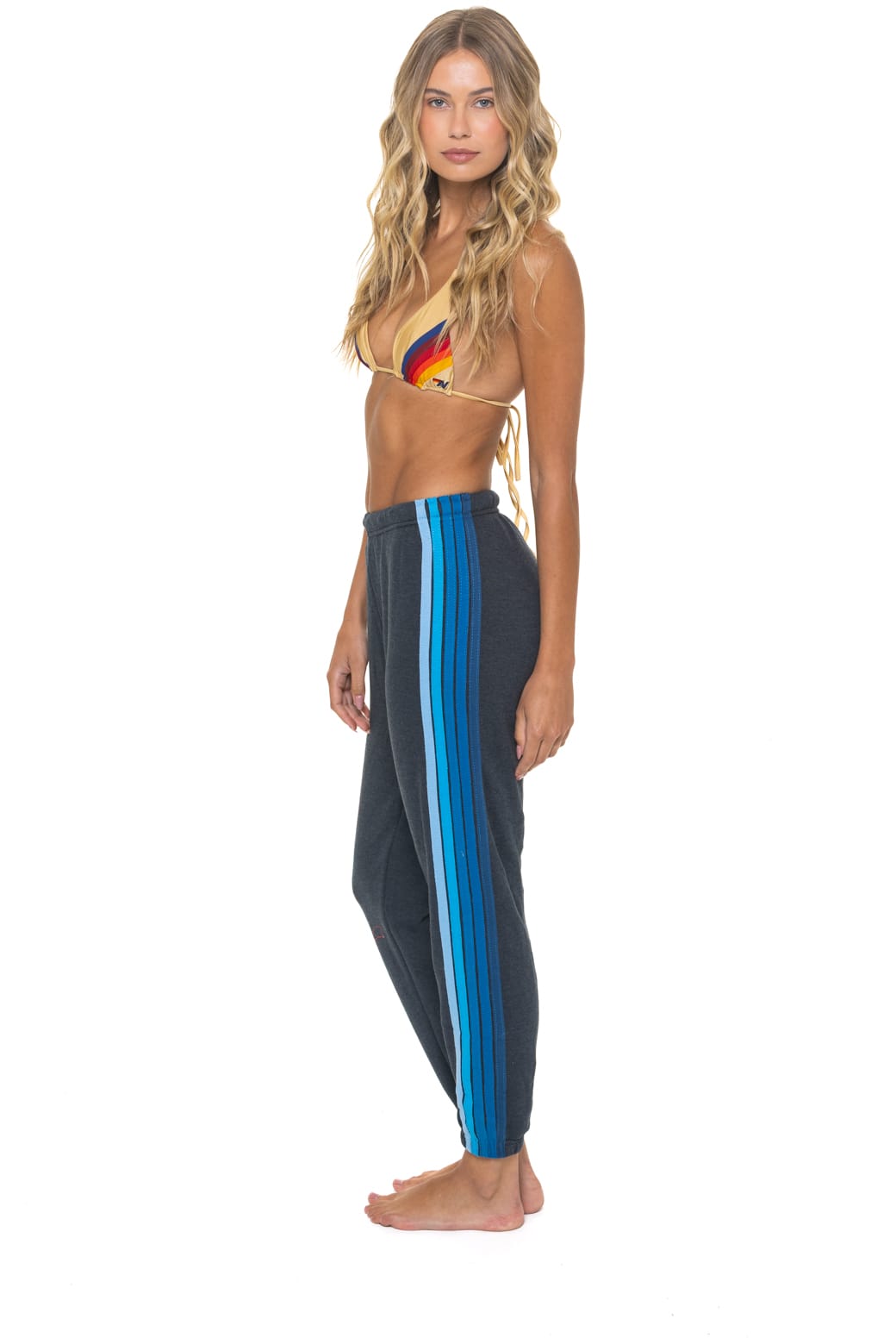 5 STRIPE SWEATPANTS - CHARCOAL // BLUE