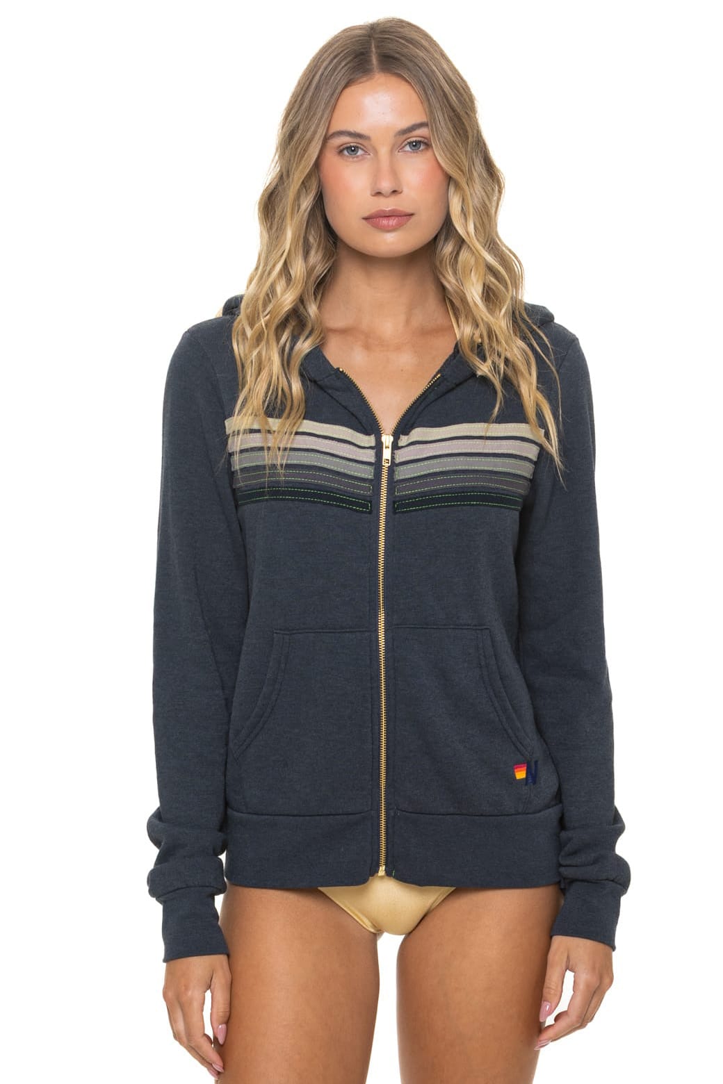 5 STRIPE HOODIE - CHARCOAL // GREY STRIPES