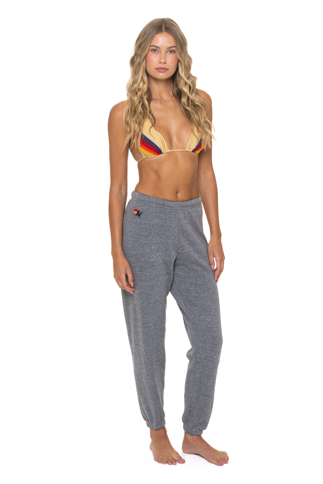 5 STRIPE SWEATPANTS - HEATHER GREY