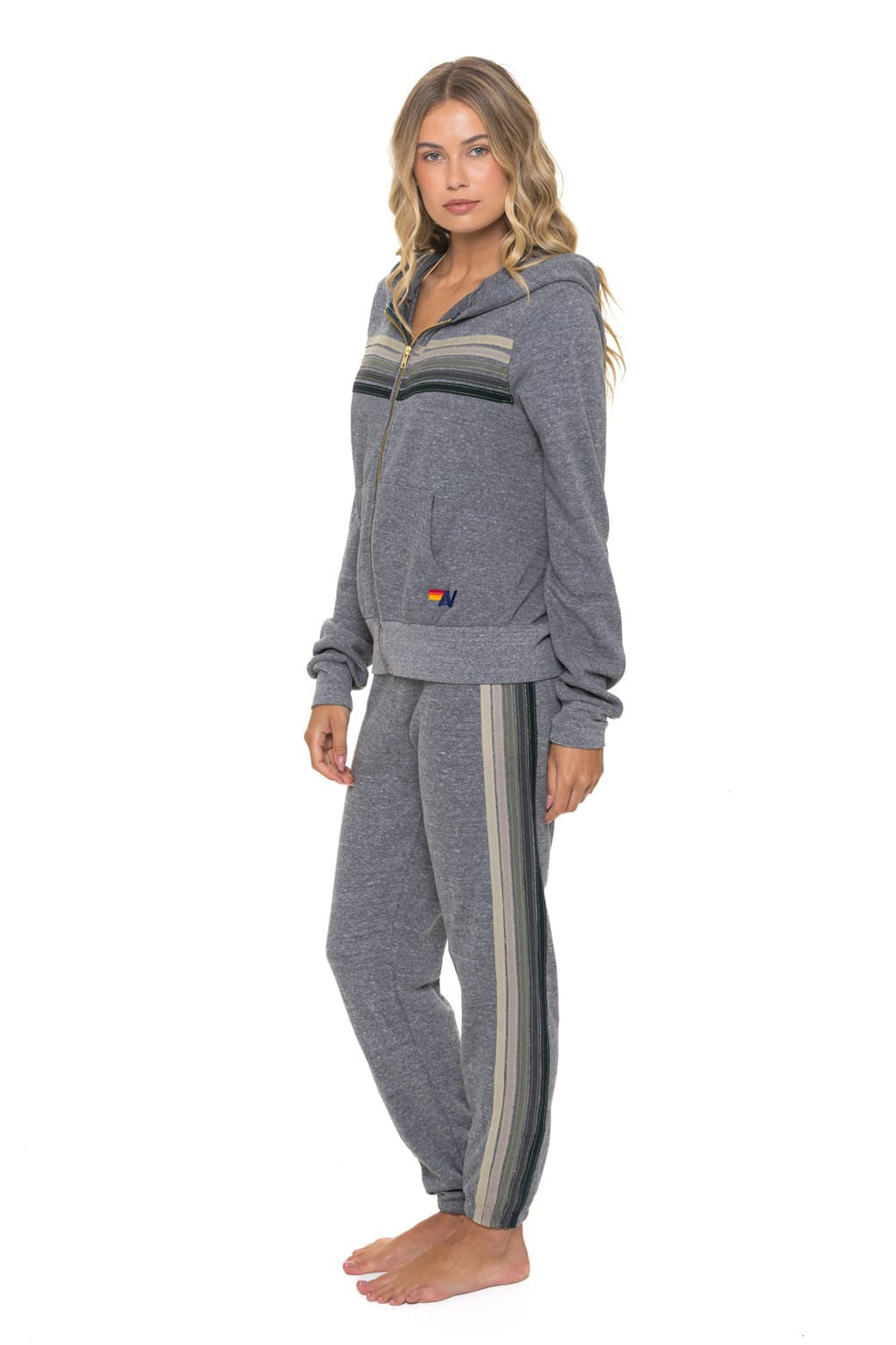 5 STRIPE HOODIE - HEATHER GREY // GREY