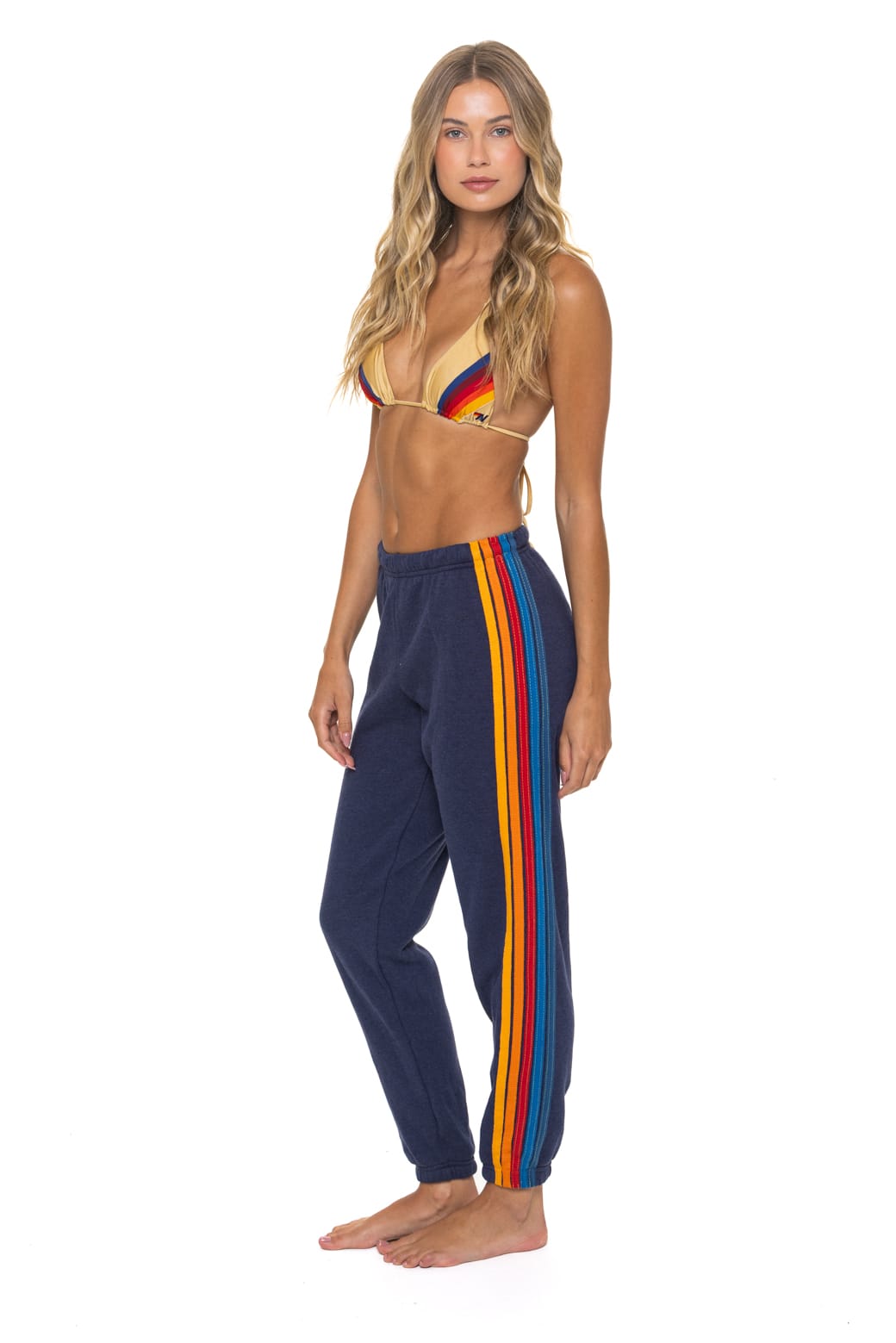 5 STRIPE SWEATPANTS - NAVY