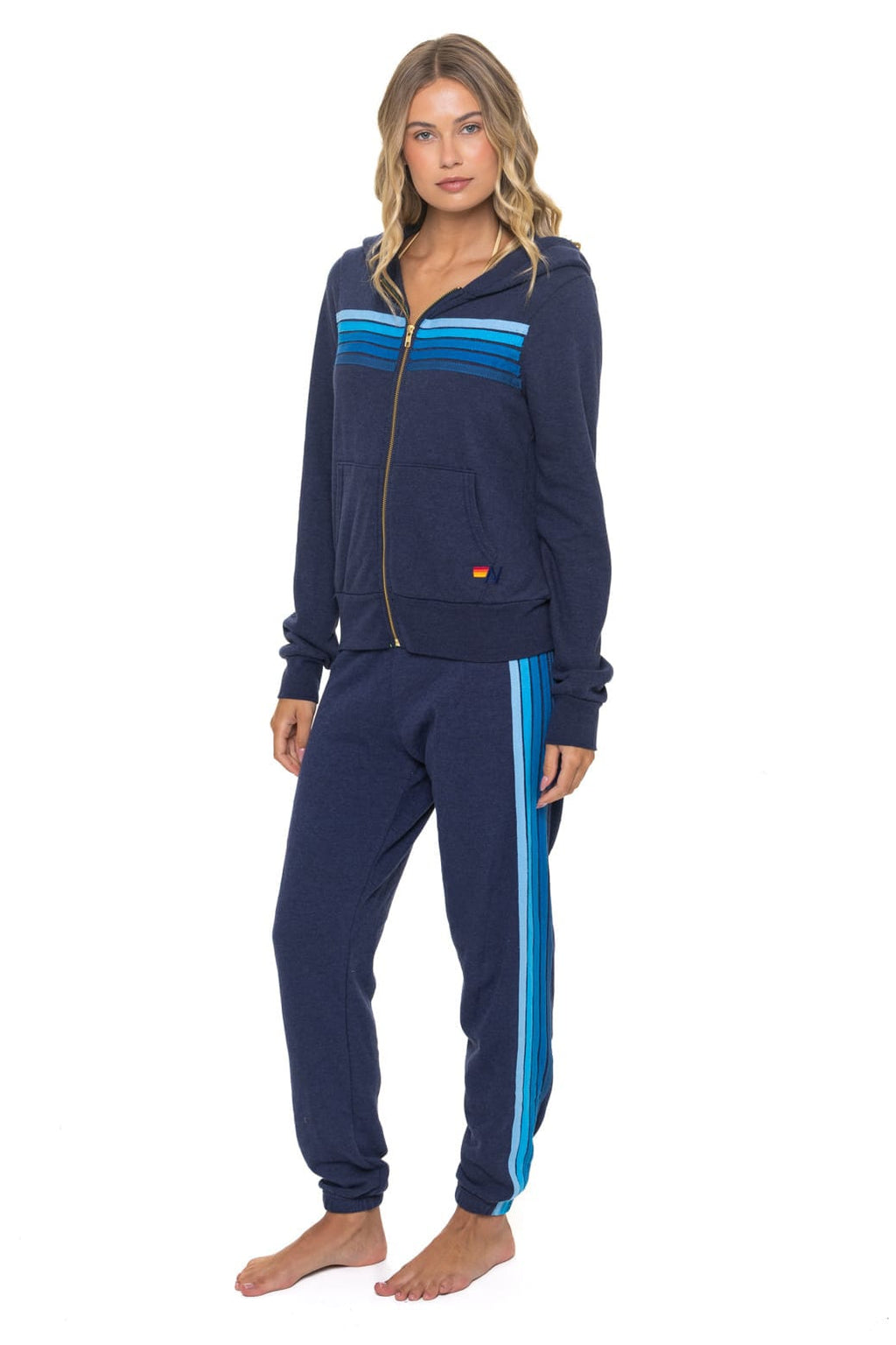 5 STRIPE HOODIE -  NAVY // BLUE