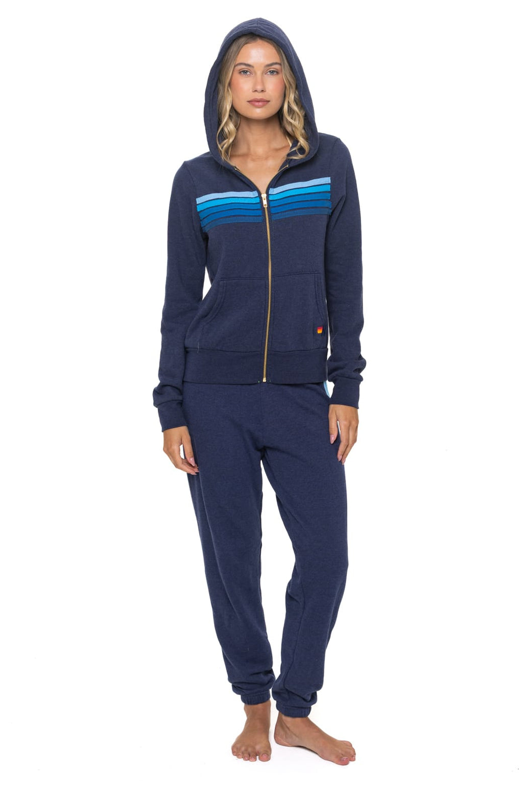 5 STRIPE HOODIE -  NAVY // BLUE
