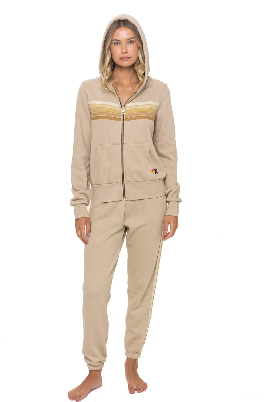 5 STRIPE HOODIE - SAND // TAN
