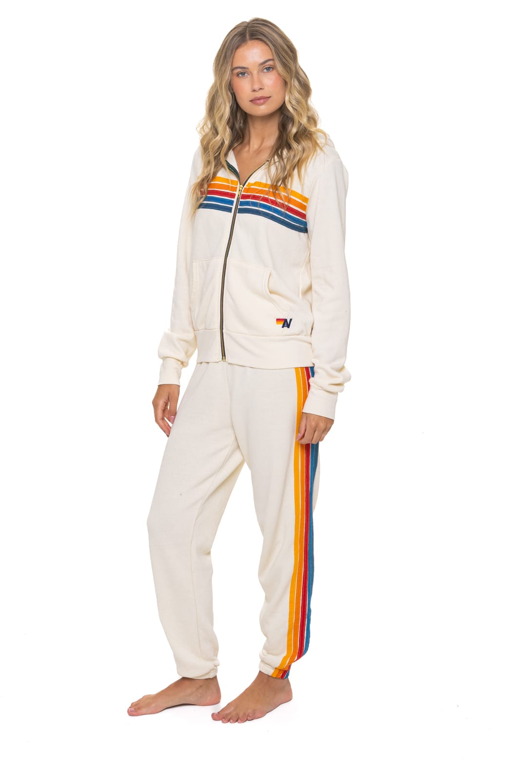 5 STRIPE HOODIE - VINTAGE WHITE