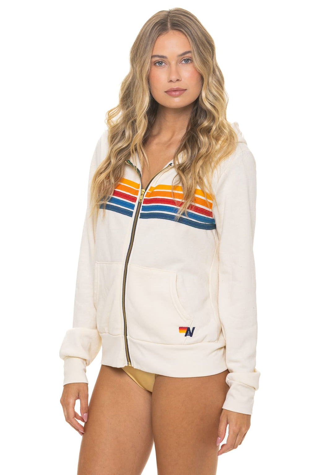 5 STRIPE HOODIE - VINTAGE WHITE