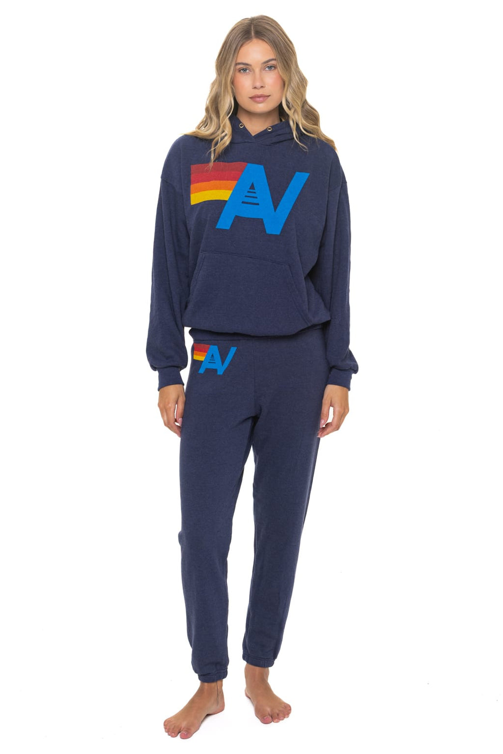 LOGO PULLOVER RELAXED HOODIE - NAVY