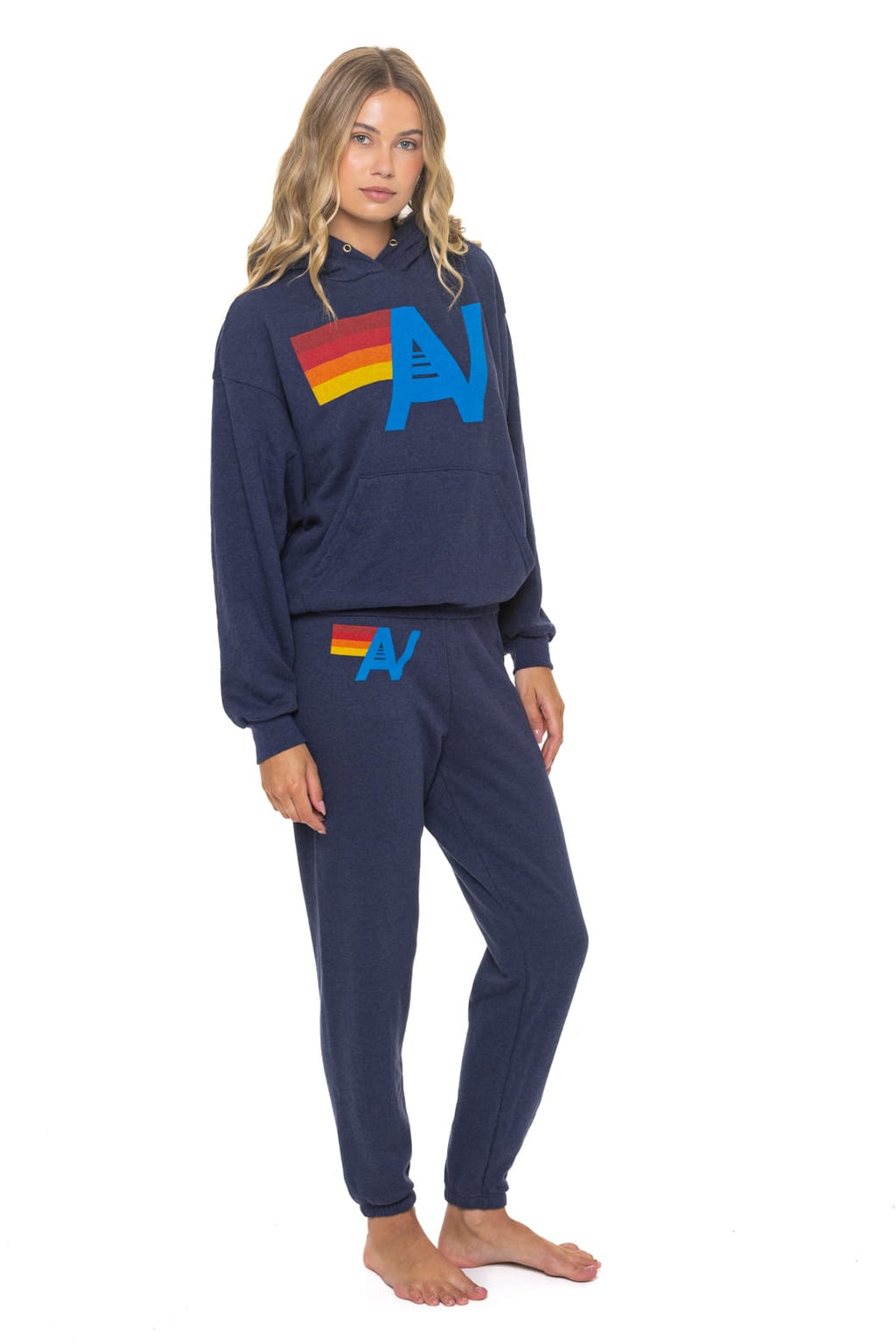 LOGO PULLOVER RELAXED HOODIE - NAVY