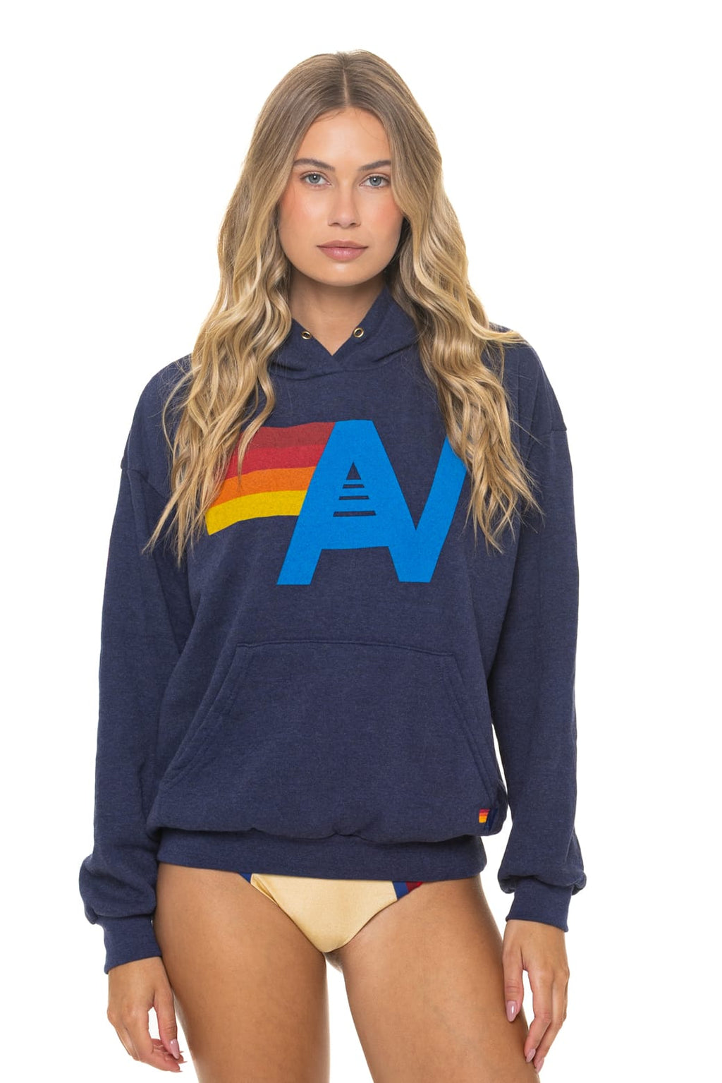 LOGO PULLOVER RELAXED HOODIE - NAVY