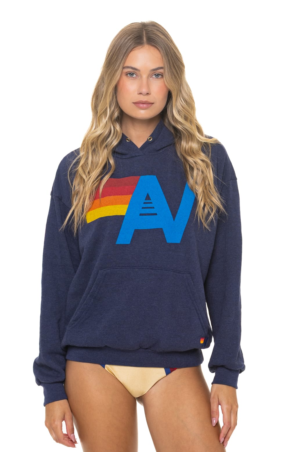 LOGO PULLOVER RELAXED HOODIE - NAVY