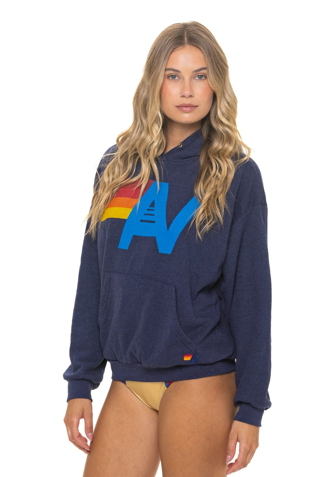 LOGO PULLOVER RELAXED HOODIE - NAVY