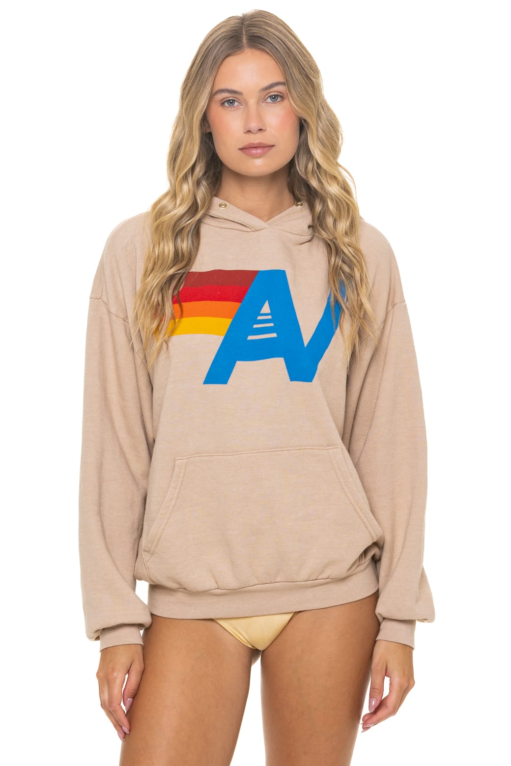 LOGO PULLOVER RELAXED HOODIE - SAND