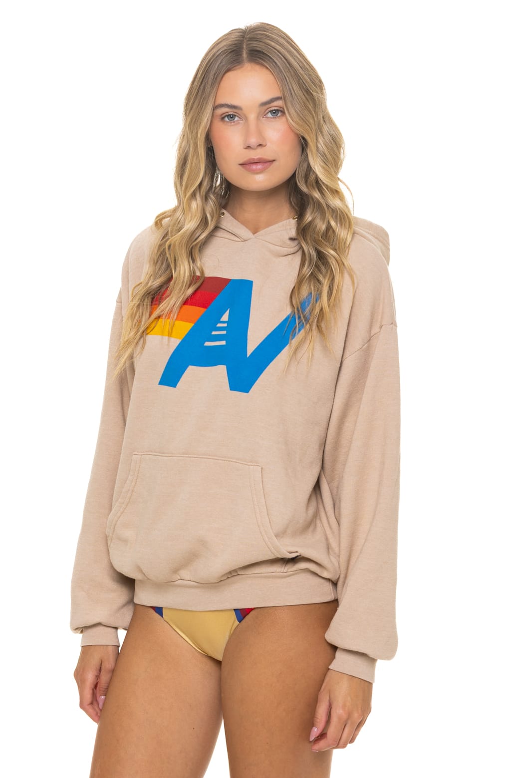 LOGO PULLOVER RELAXED HOODIE - SAND