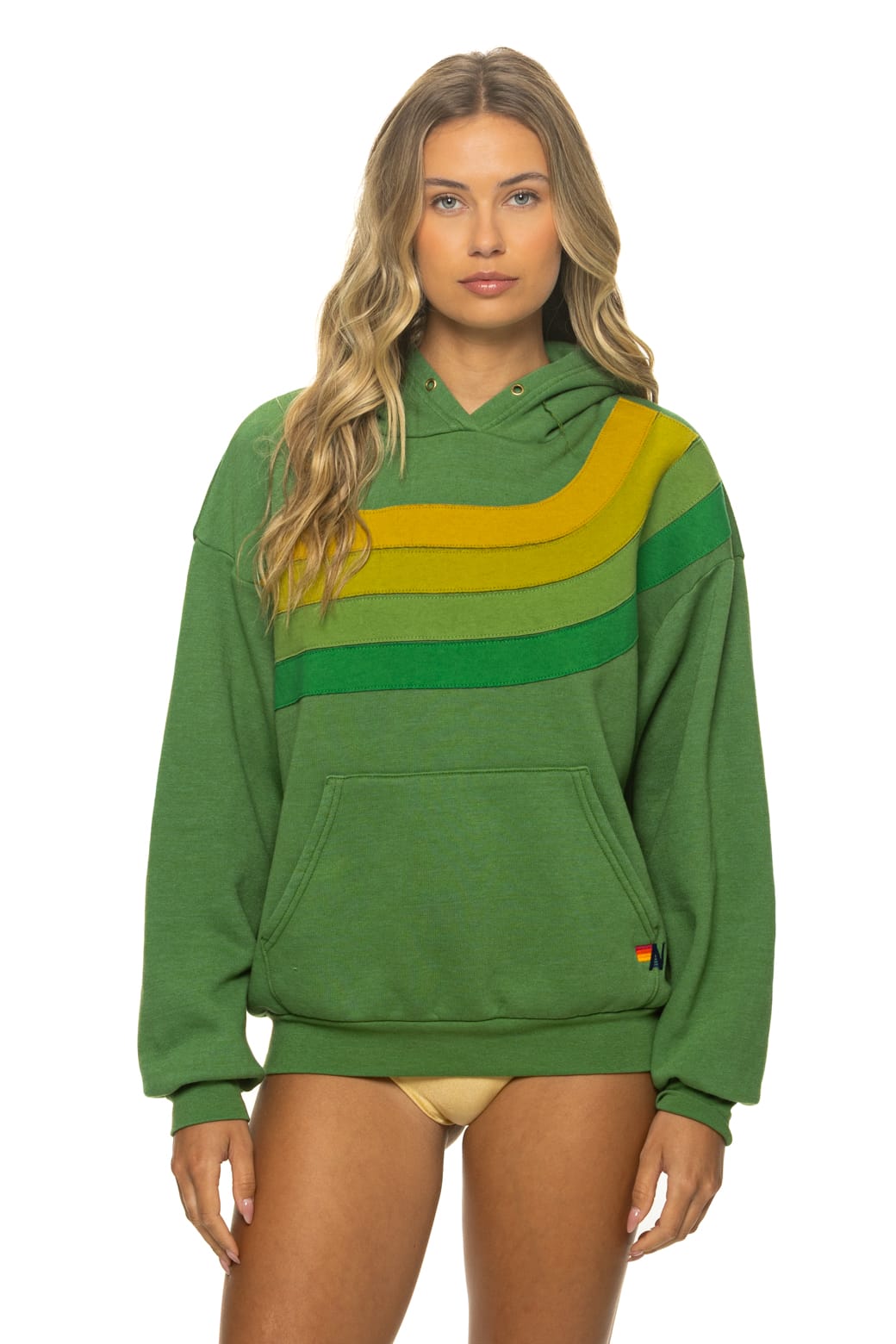 WAVE STRIPE 4 PULLOVER HOODIE RELAXED - PALM // GREEN