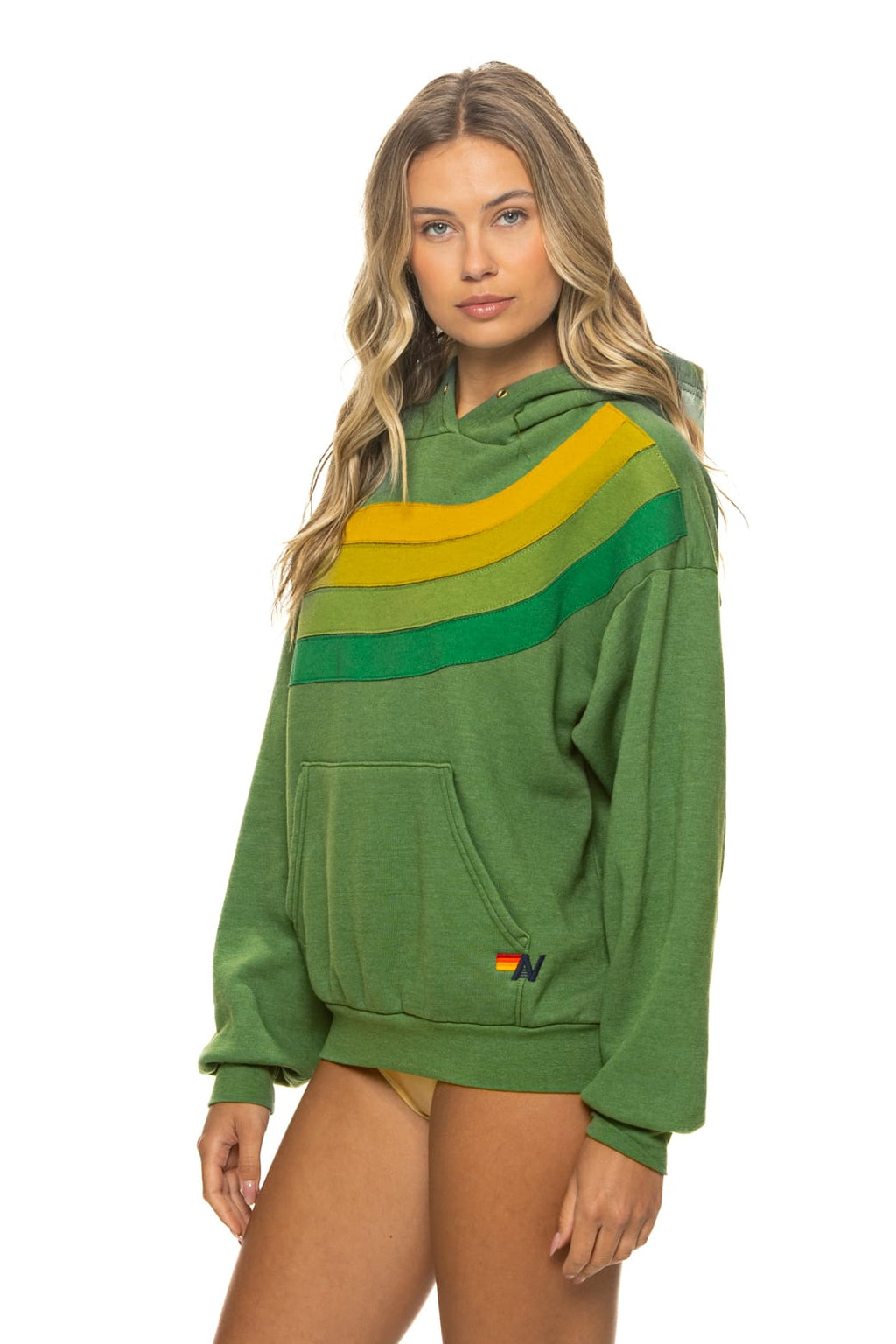 WAVE STRIPE 4 PULLOVER HOODIE RELAXED - PALM // GREEN