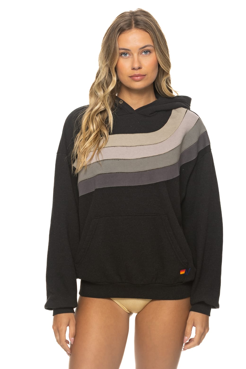 WAVE STRIPE 4 PULLOVER HOODIE RELAXED - BLACK // CHARCOAL