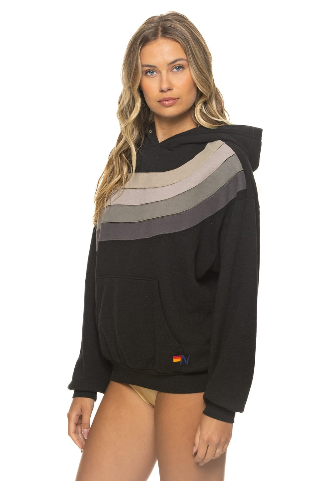 WAVE STRIPE 4 PULLOVER HOODIE RELAXED - BLACK // CHARCOAL