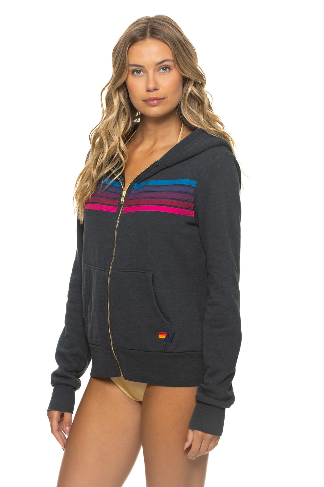 5 STRIPE HOODIE - CHARCOAL // PINK // PURPLE