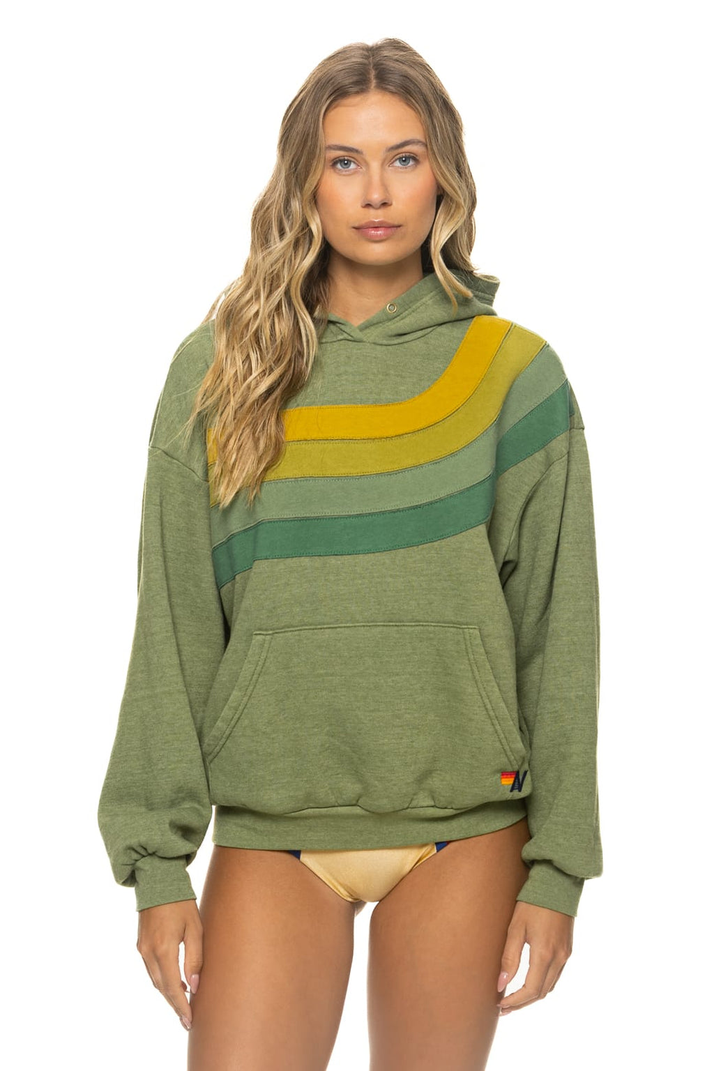 WAVE STRIPE 4 PULLOVER HOODIE RELAXED - JUNGLE GREEN // GREEN