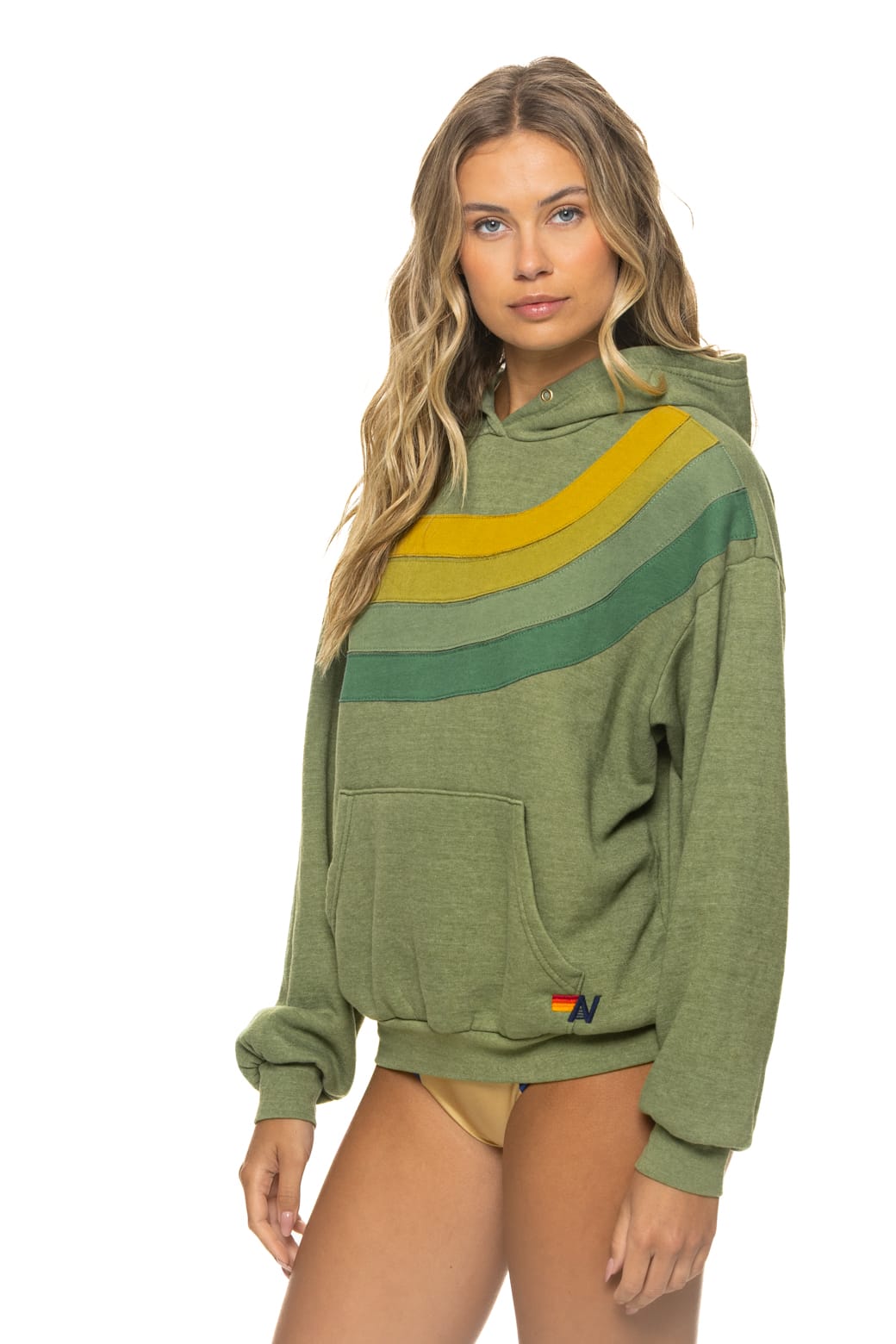 WAVE STRIPE 4 PULLOVER HOODIE RELAXED - JUNGLE GREEN // GREEN