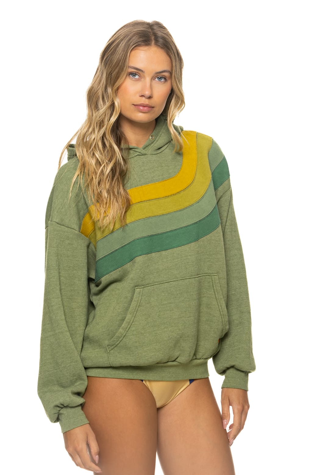 WAVE STRIPE 4 PULLOVER HOODIE RELAXED - JUNGLE GREEN // GREEN