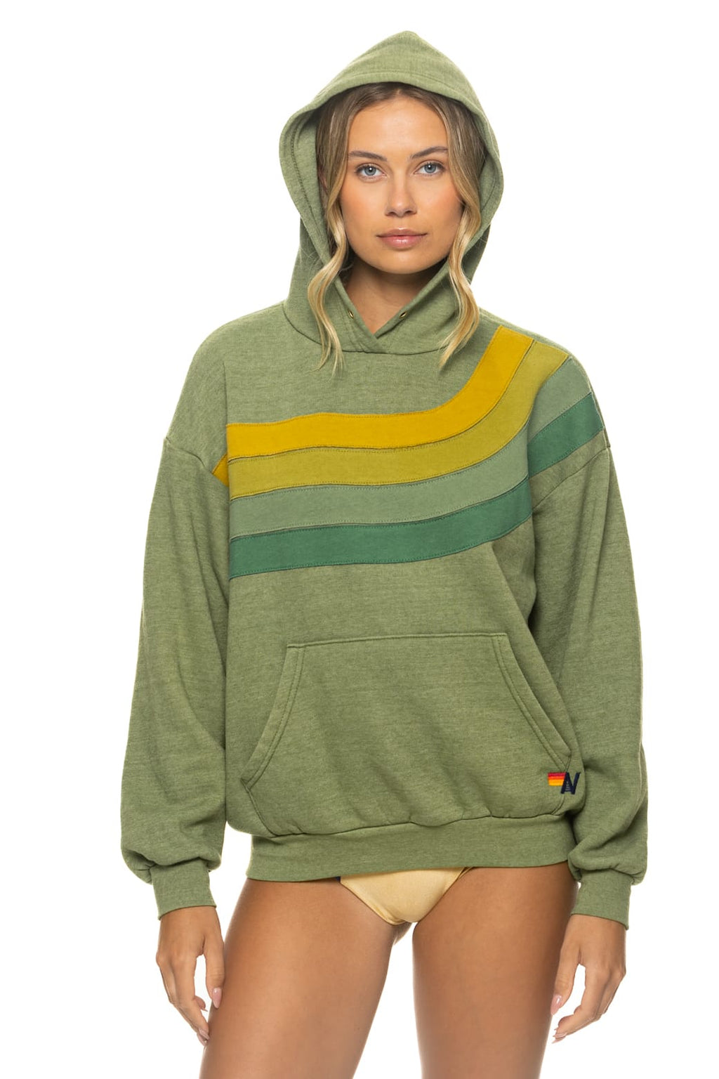 WAVE STRIPE 4 PULLOVER HOODIE RELAXED - JUNGLE GREEN // GREEN