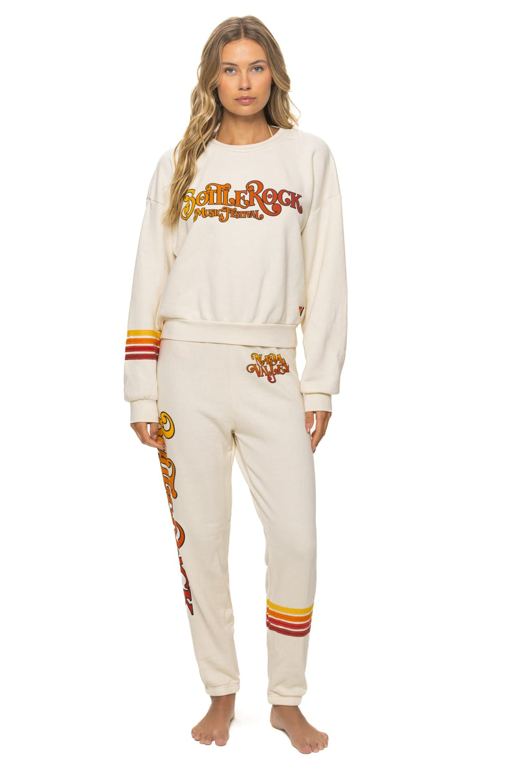 BOTTLEROCK 2026 RUGBY STITCH SWEATPANTS - VINTAGE WHITE