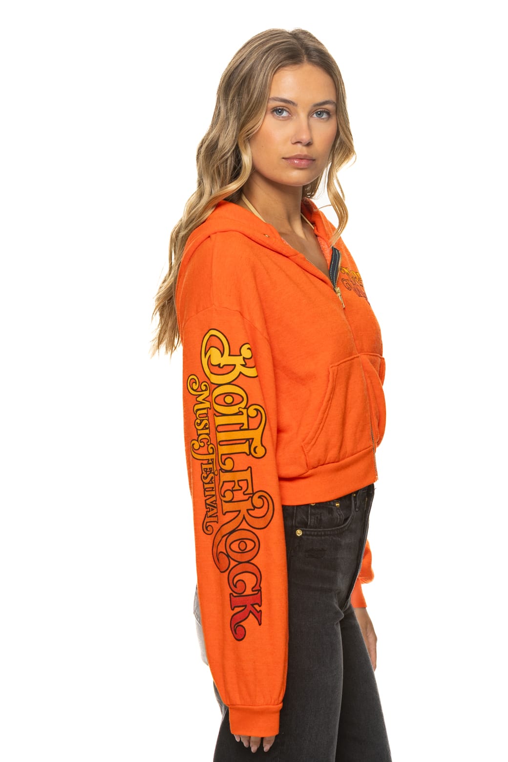 BOTTLEROCK 2026 CROPPED ZIP HOODIE RELAXED - ORANGE