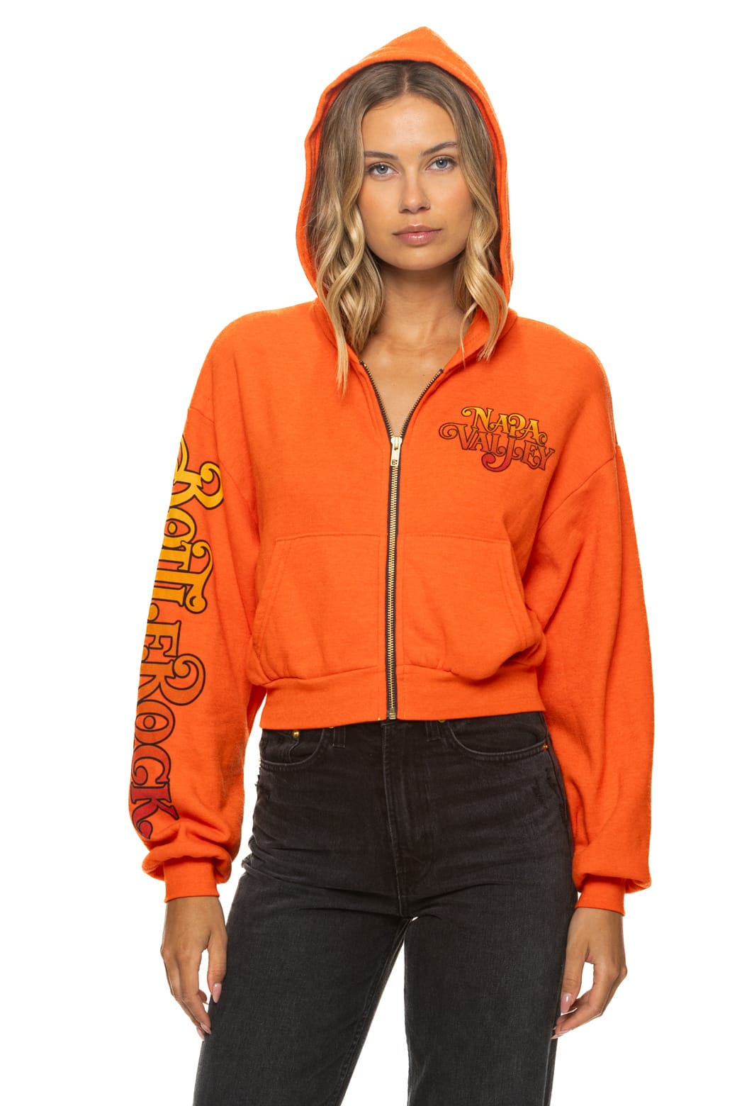 BOTTLEROCK 2026 CROPPED ZIP HOODIE RELAXED - ORANGE