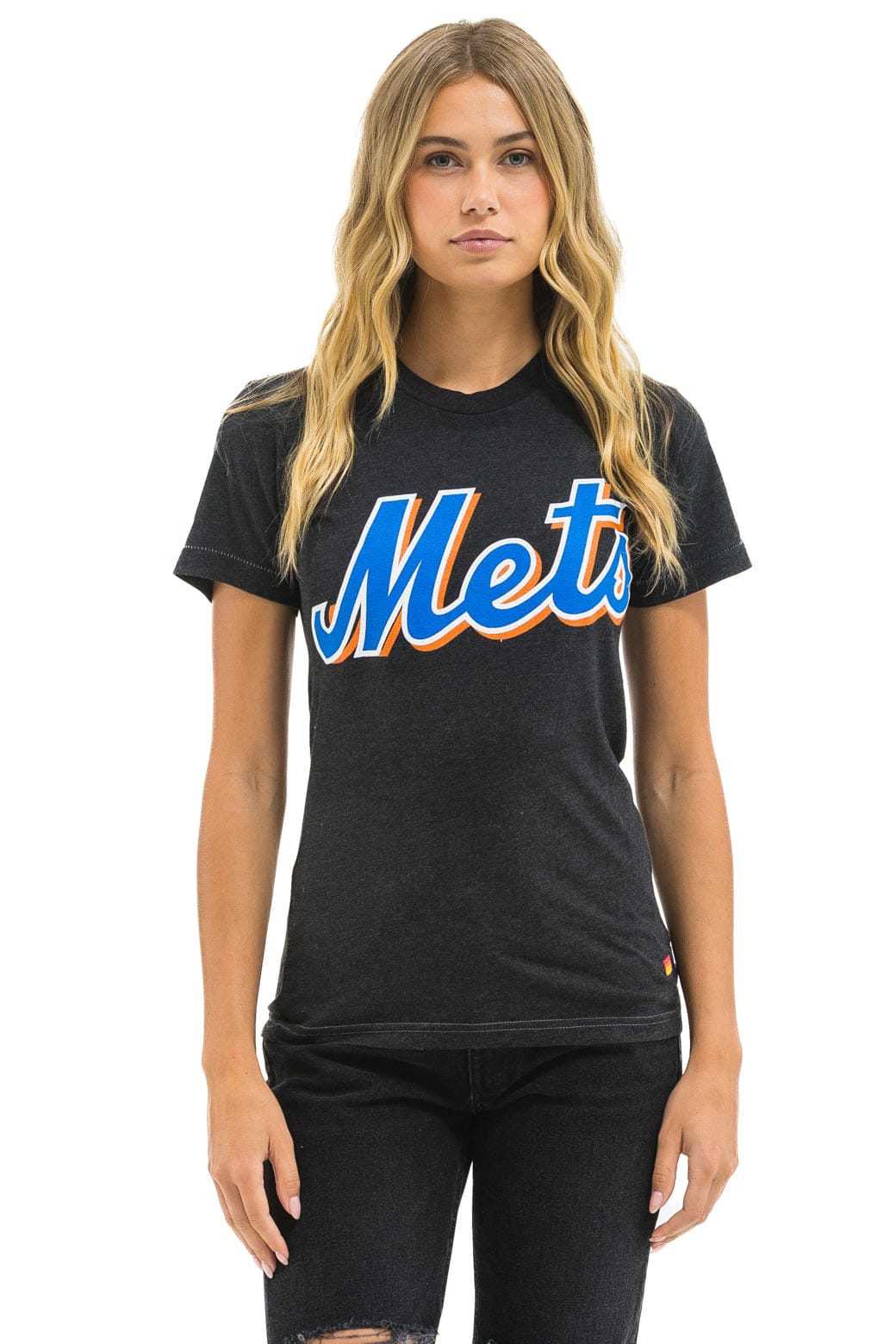 NY METS BOLT CREW TEE - BLACK
