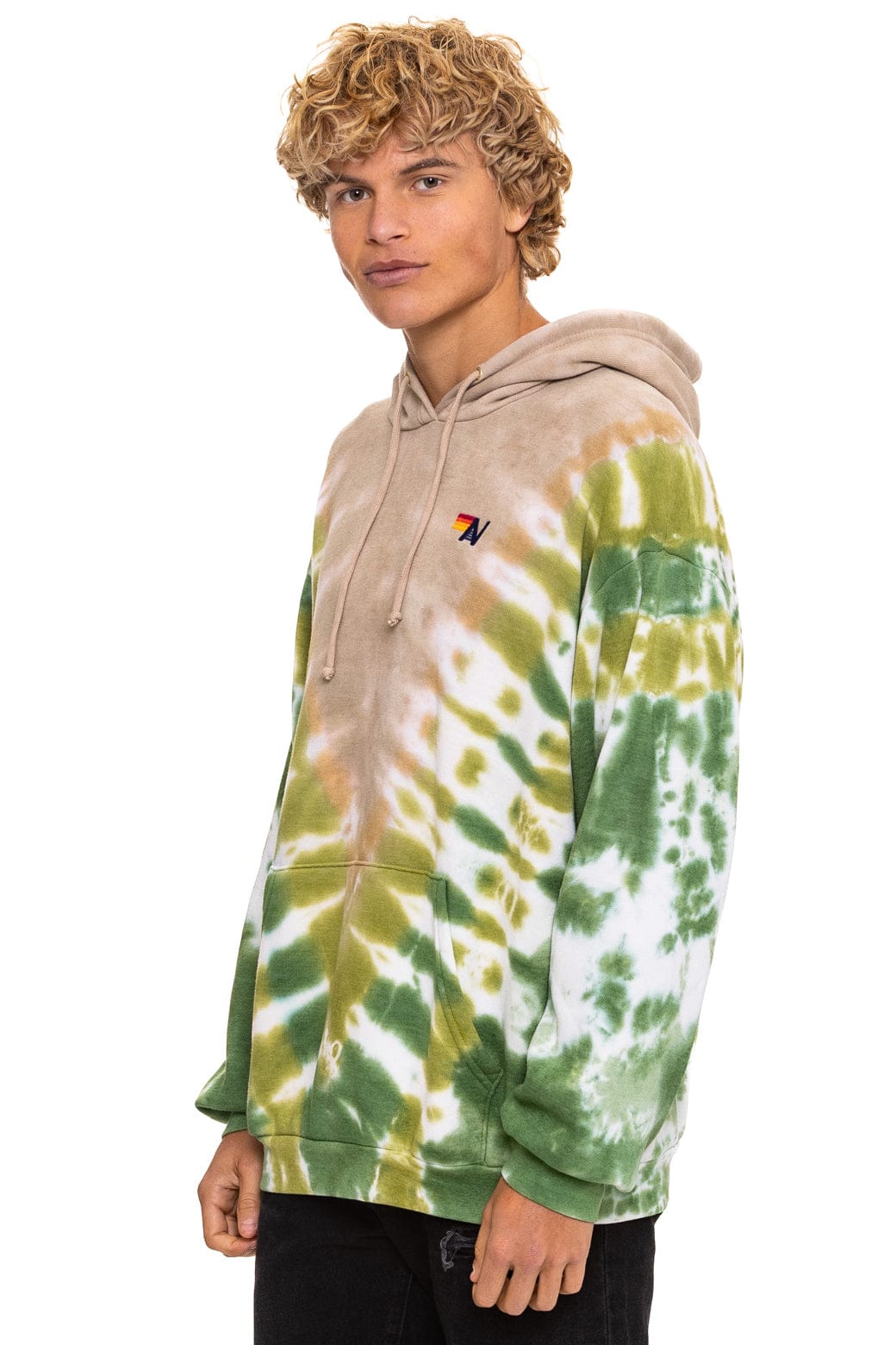 HAND DYED V RELAXED PULLOVER HOODIE - TIE DYE SAND // JUNGLE