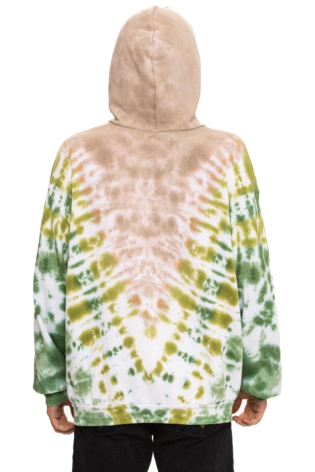 HAND DYED V RELAXED PULLOVER HOODIE - TIE DYE SAND // JUNGLE