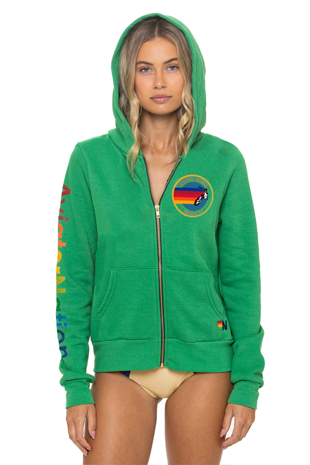 AVIATOR NATION VENICE ZIP HOODIE - KELLY GREEN