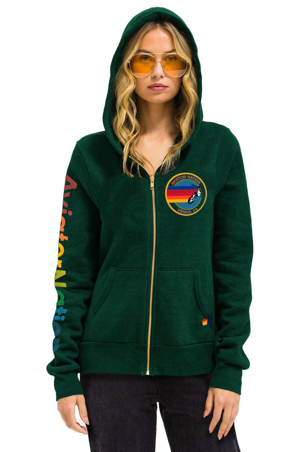 AVIATOR NATION VENICE ZIP HOODIE - MIAMI GREEN