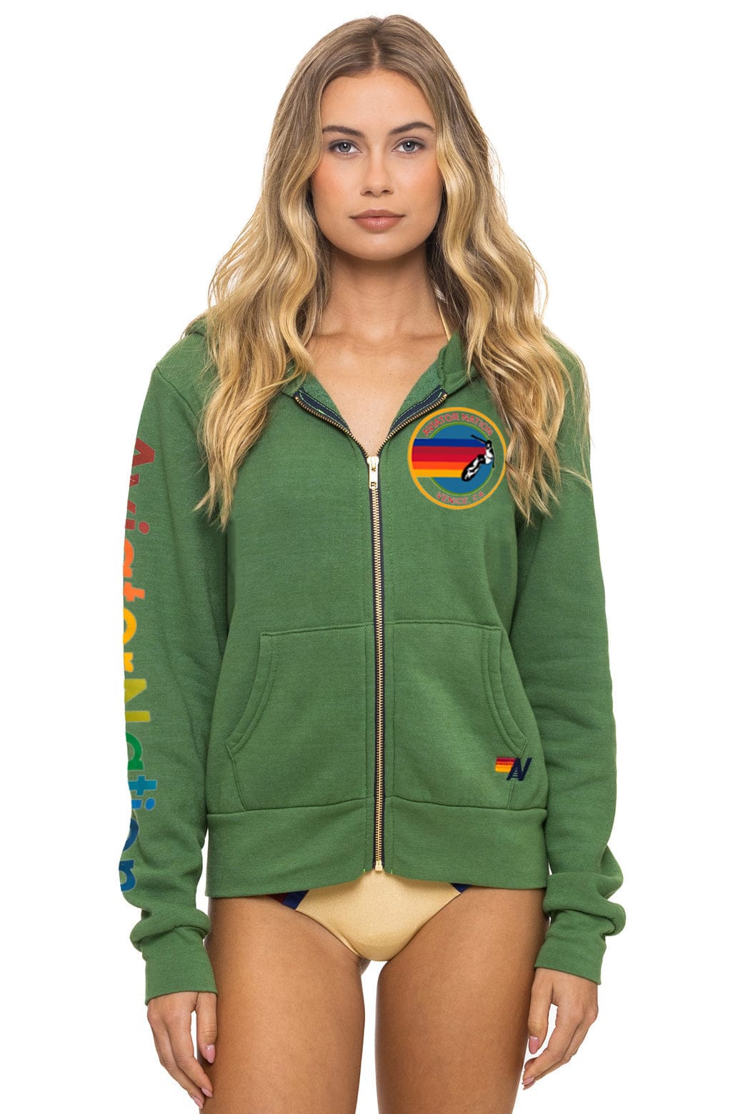 AVIATOR NATION VENICE ZIP HOODIE - PALM