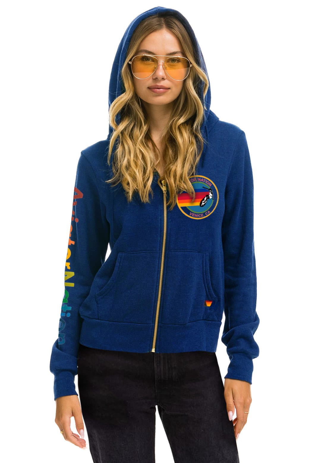 AVIATOR NATION VENICE ZIP HOODIE - ROYAL