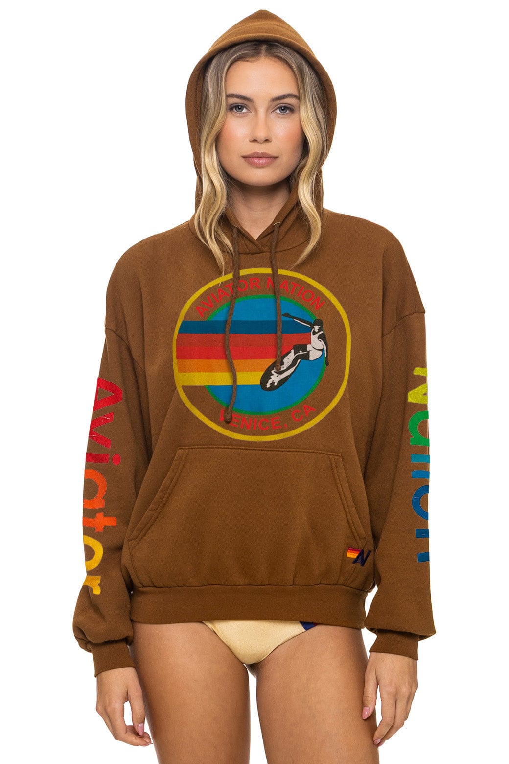 AVIATOR NATION RELAXED PULLOVER HOODIE - CINNAMON