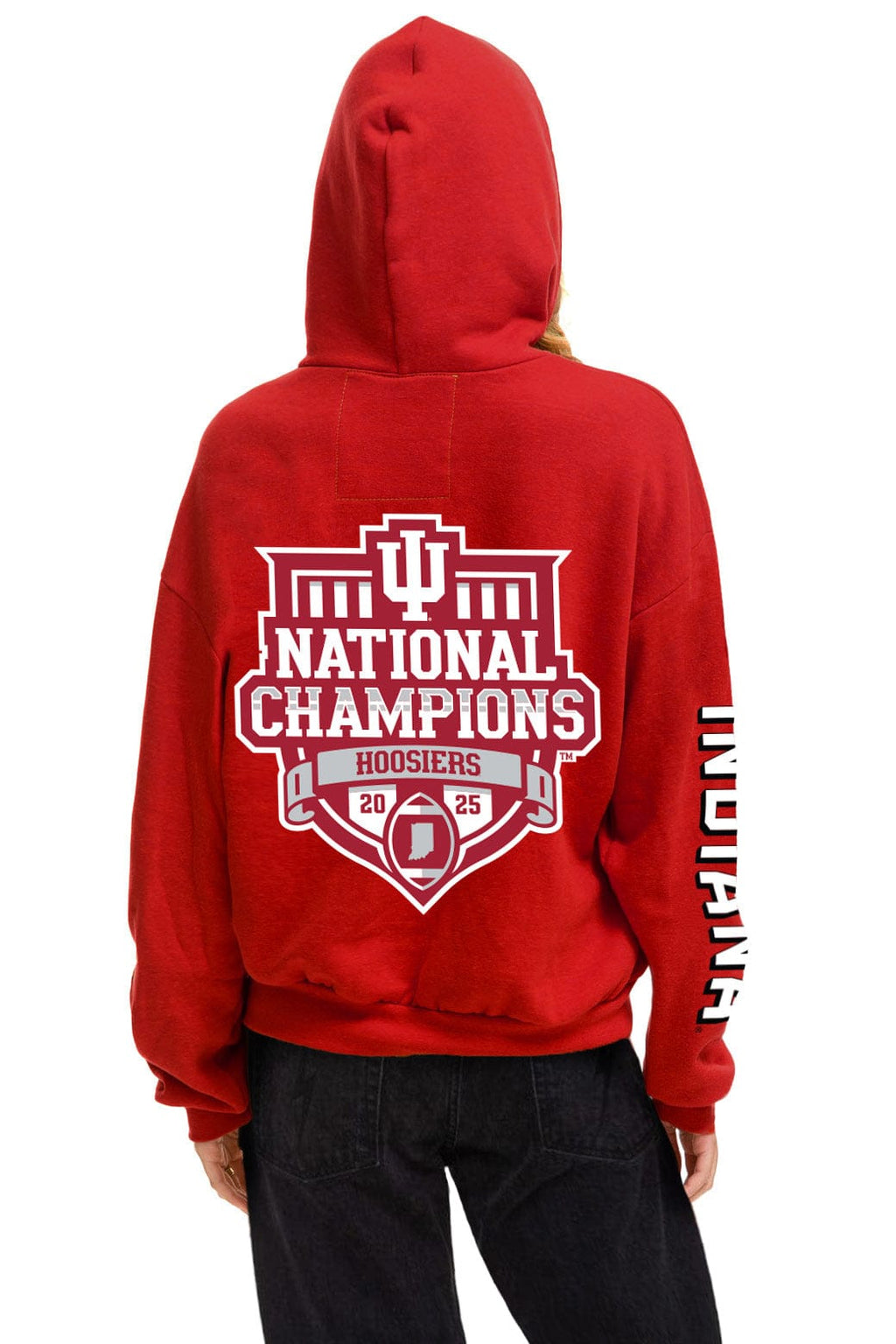 INDIANA UNIVERSITY 2025 CHAMPIONS RELAXED PULLOVER HOODIE - CRIMSON