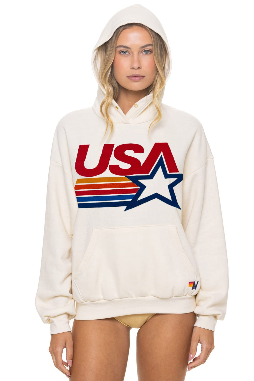 USA STAR RELAXED PULLOVER HOODIE - VINTAGE WHITE