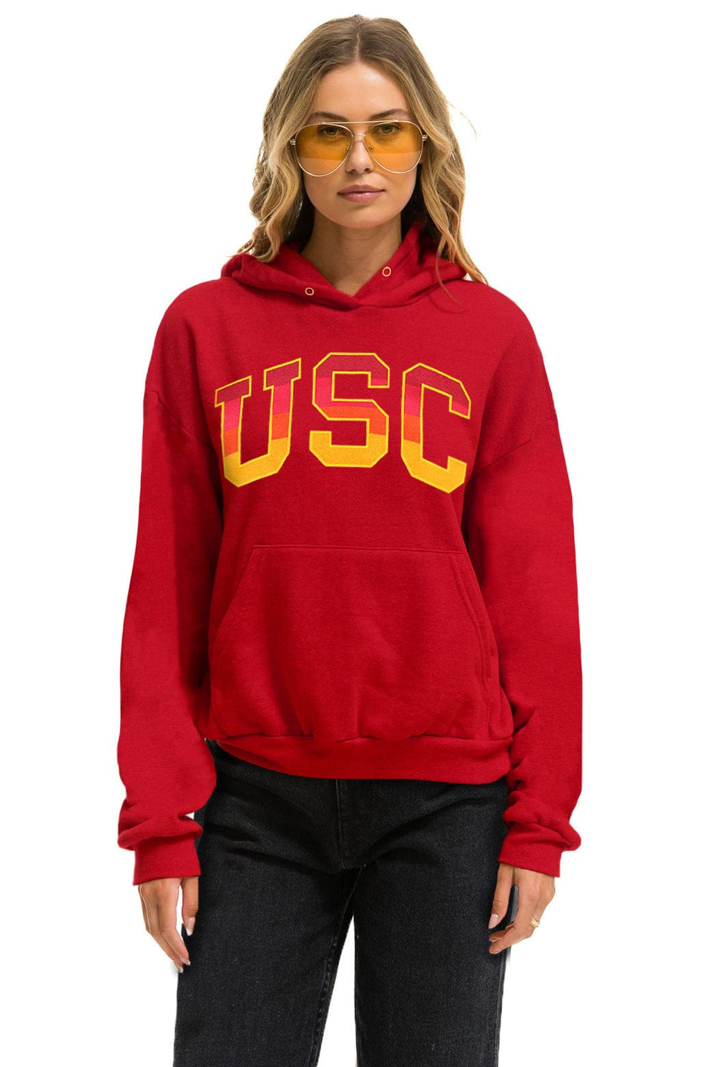UNIVERSITY OF SOUTHERN CALIFORNIA PULLOVER HOODIE RELAXED - CARDINAL