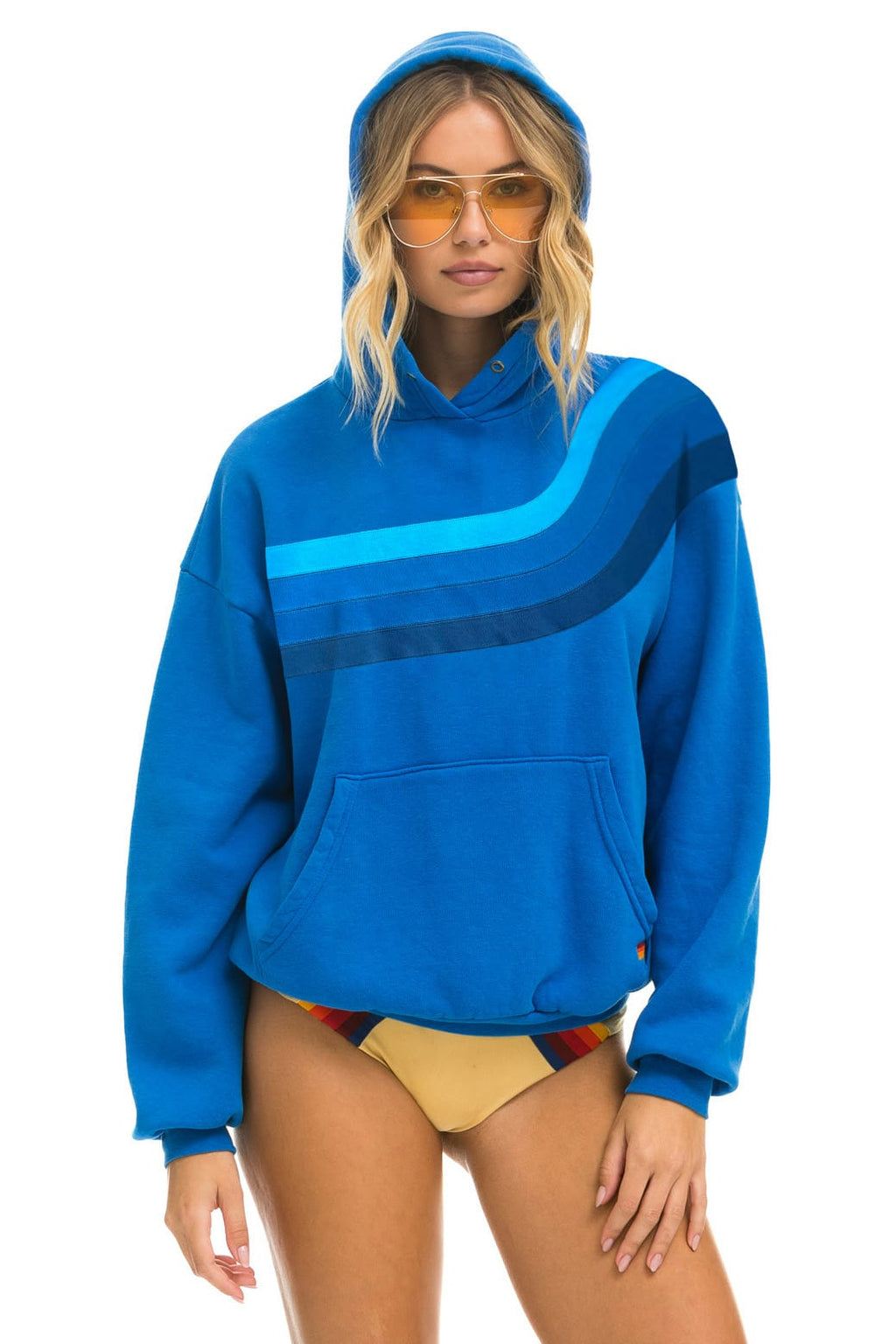 WAVE STRIPE 4 PULLOVER HOODIE RELAXED - ADVENTURE BLUE // ADVENTURE BLUE