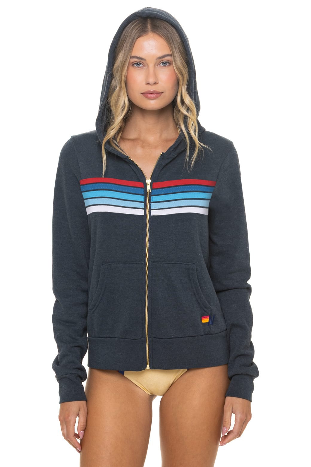 5 STRIPE AMERICA ZIP HOODIE - CHARCOAL // USA