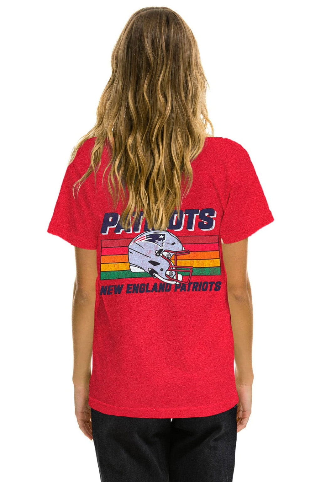 NEW ENGLAND PATRIOTS HELMET CREW TEE SHIRT - FLASH RED